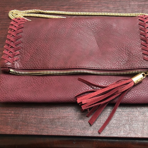 Octavia Palermo Handbags - Octavia Palermo Stitch Detail Clutch Burgandy Stitch Fix Leather Envelope